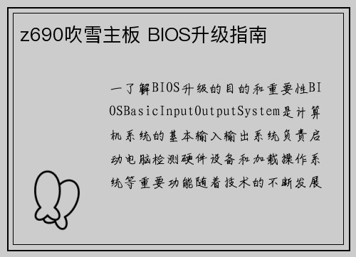 z690吹雪主板 BIOS升级指南